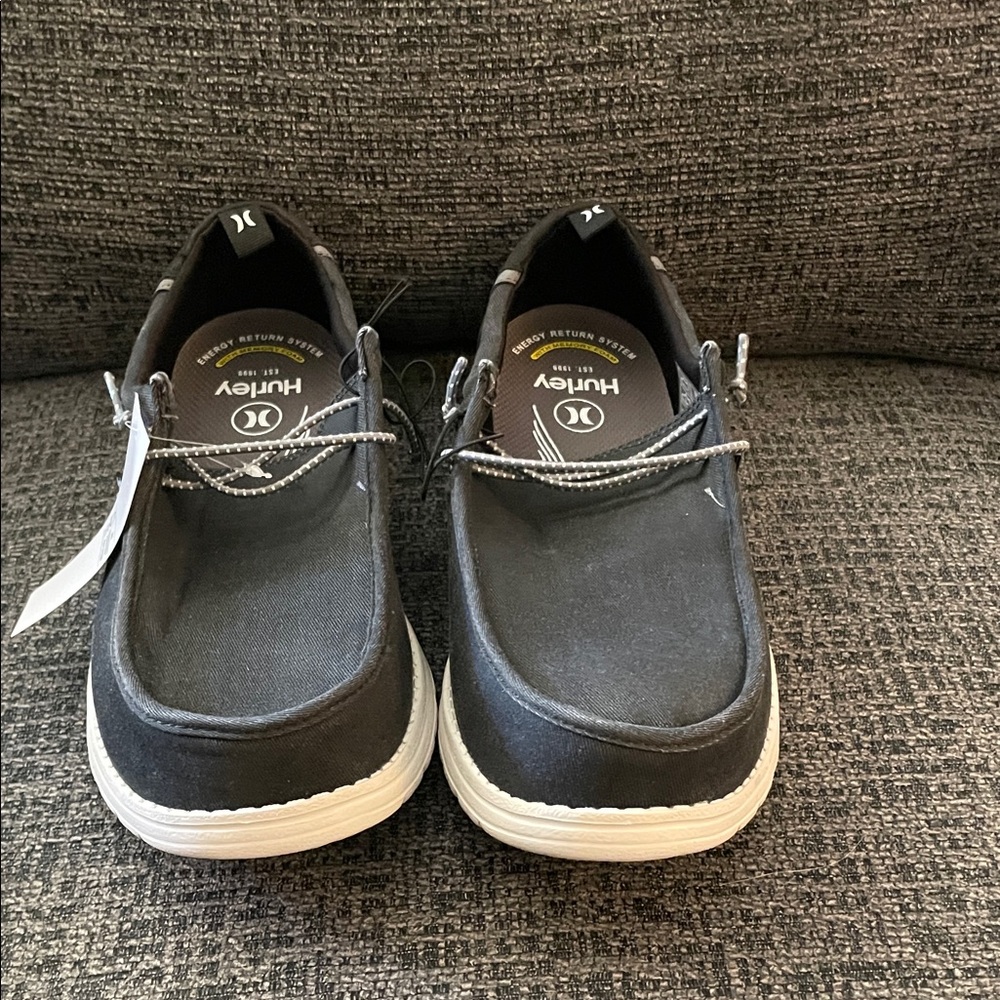 Hurley Men's Charcoal and White Slip-On Loafers